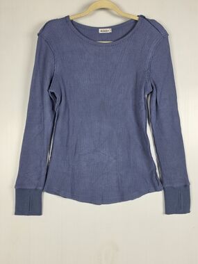 Morhuduck Dusty Blue Ribbed Long-Sleeve Thermal Tee